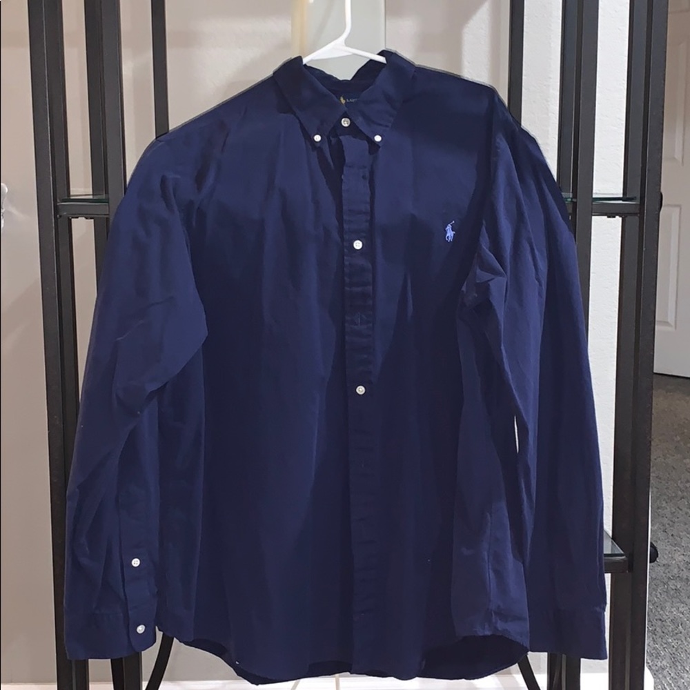 Ralph Lauren blue button up dress shirt